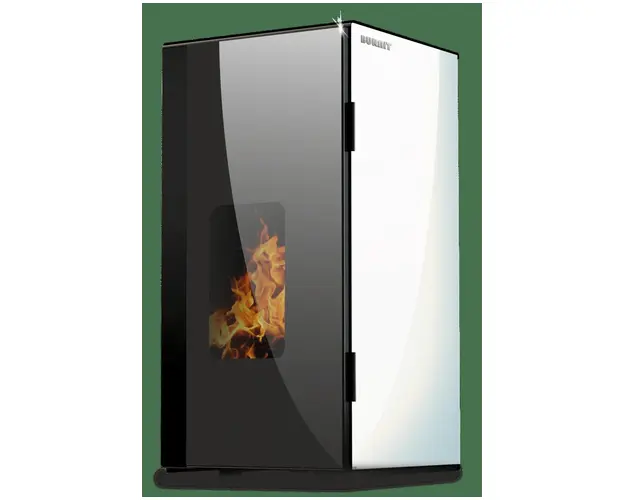Centrala termosemineu pe peleti Burnit Vision Swan White 18 kw, echipata cu pompa de circulatie, vas de expansiune, automatizare, suprafata pana la 120 metri patrati