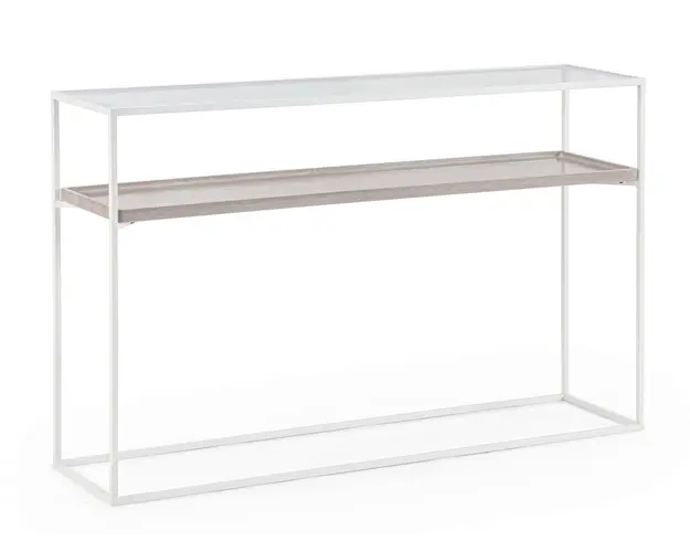 Consola Laurel, Bizzotto, 120 x 30 x 75 cm, otel/sticla temperata
