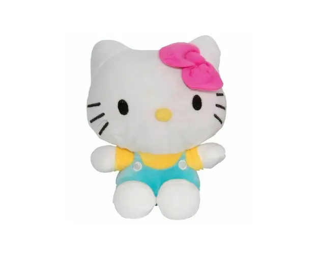 Jucarie din plus Hello Kitty cu salopeta vernil, 17 cm